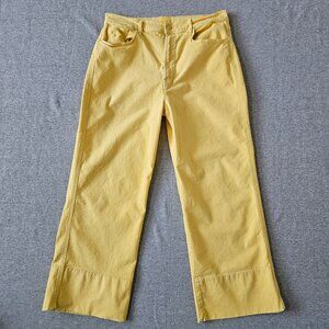 MOTHER The Maven Wide Hem Ankle Jeans Women's Size 33 Yellow Pants Wide Leg